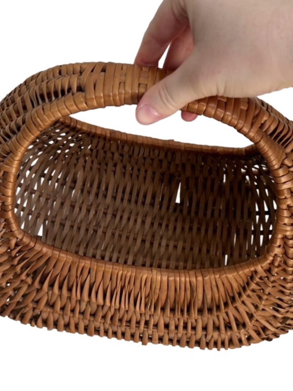 Vintage basket Woven wicker woven Handheld handbag purse Bag - Picture 2 of 8